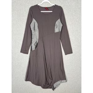 Bianco Levrin Dress Small Taupe Parachute Lagenlook Artsy Modest Art‎ Wear Flowy